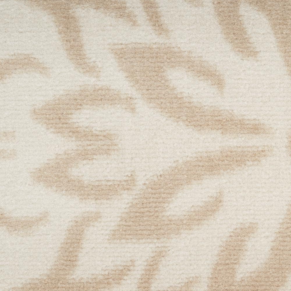 Ivory Beige Floral Synthetic Rectangular Area Rug 8'6" x 12'