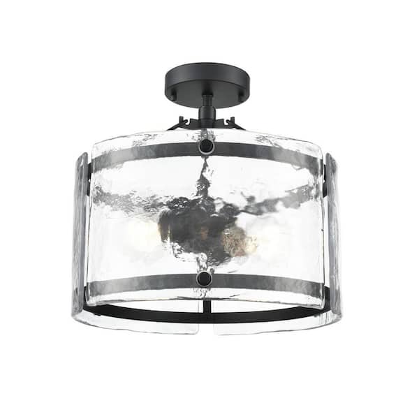 Bennetti 14.5 in. Wide 2-Light Semi Flush-Matte Black
