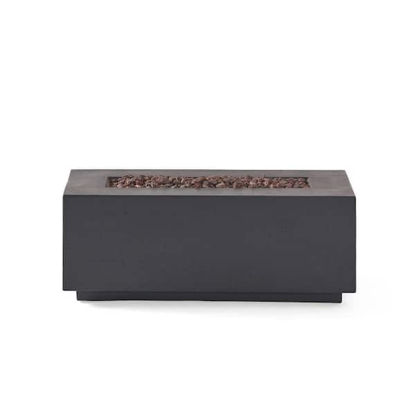 40 in. Outdoor 40000 BTU Rectangular MgO Concrete Propane Patio Fire Pit Table in Light Gray