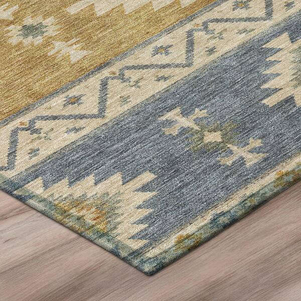 Chantille Machine Washable Indoor/Outdoor Abstract ACN3126 Gold 9 ft. x 12 ft. Area Rug