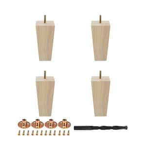 6 in. x 2-3/4 in. Mid-Century Unfinished Hardwood Square Taper Leg (4-Pack)