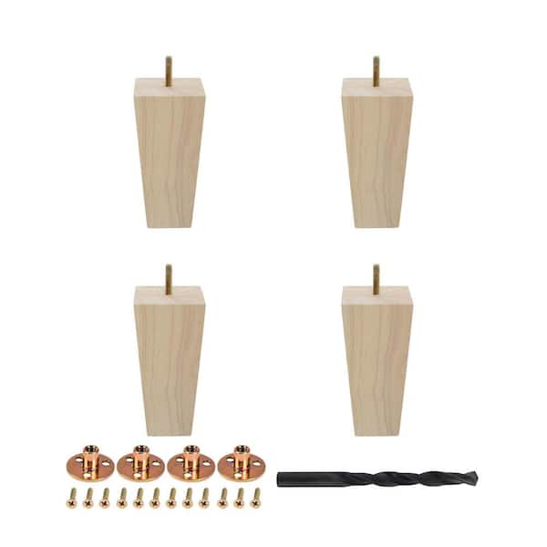 American Pro Decor 6 in. x 2-3/4 in. Mid-Century Unfinished Hardwood Square Taper Leg (4-Pack)