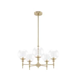 Xidane 5-Light Alturas Gold Branched Chandelier With Clear Glass Shades