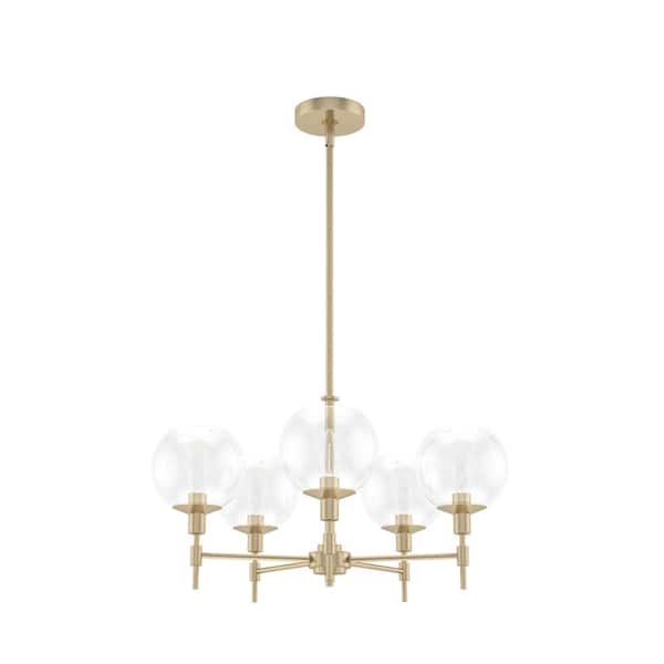 Xidane 5-Light Alturas Gold Branched Chandelier With Clear Glass Shades