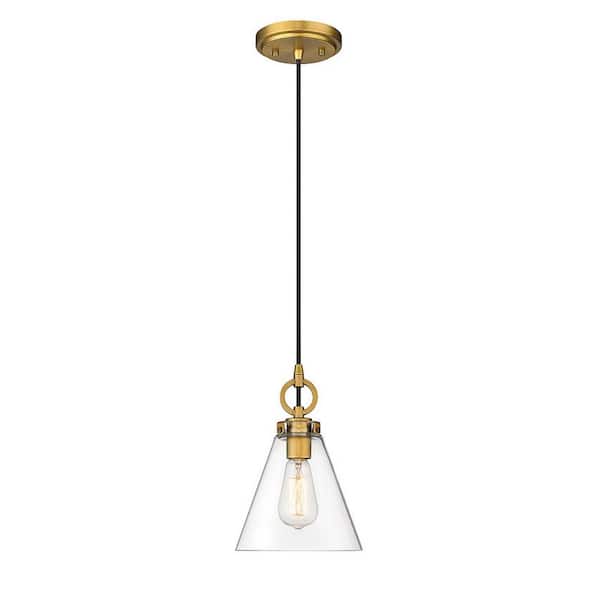 Unbranded Harper 1-Light Rubbed Brass Globe Pendant Light with Clear Glass Shade