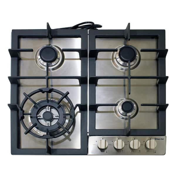 24 in. Gas Cooktop in Stainless Steel with 4 Burners