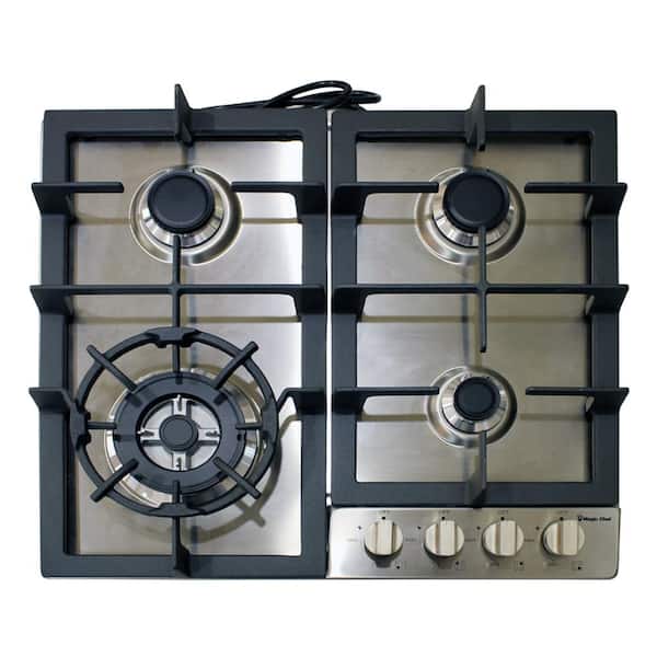 METAL KNOBS STAINLESS STEEL 4 SEALED BURNERS OPEN BOX 24 INCH GAS COOKTOP 