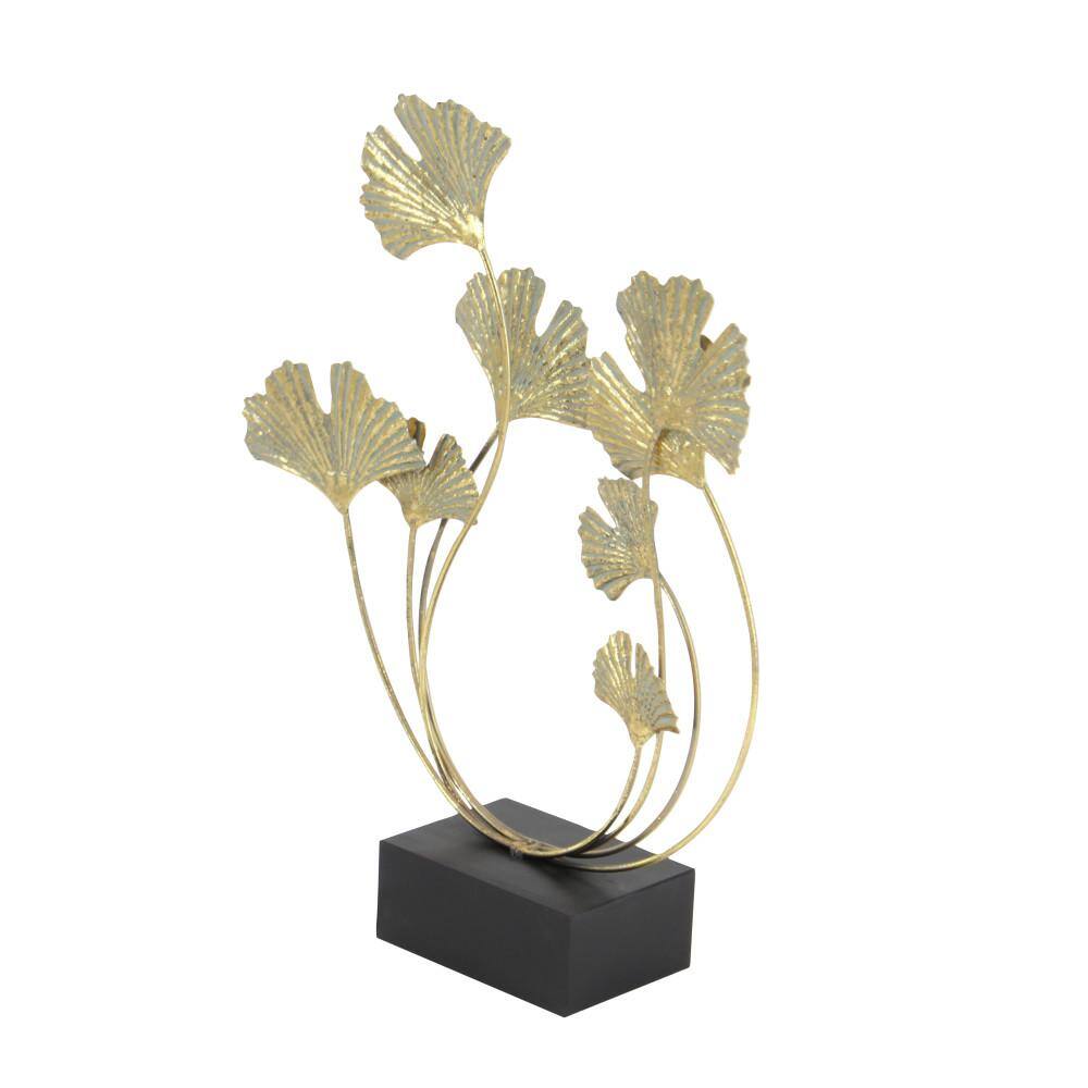 22" Gold Distressed Metal Floral Leaf Sculpture