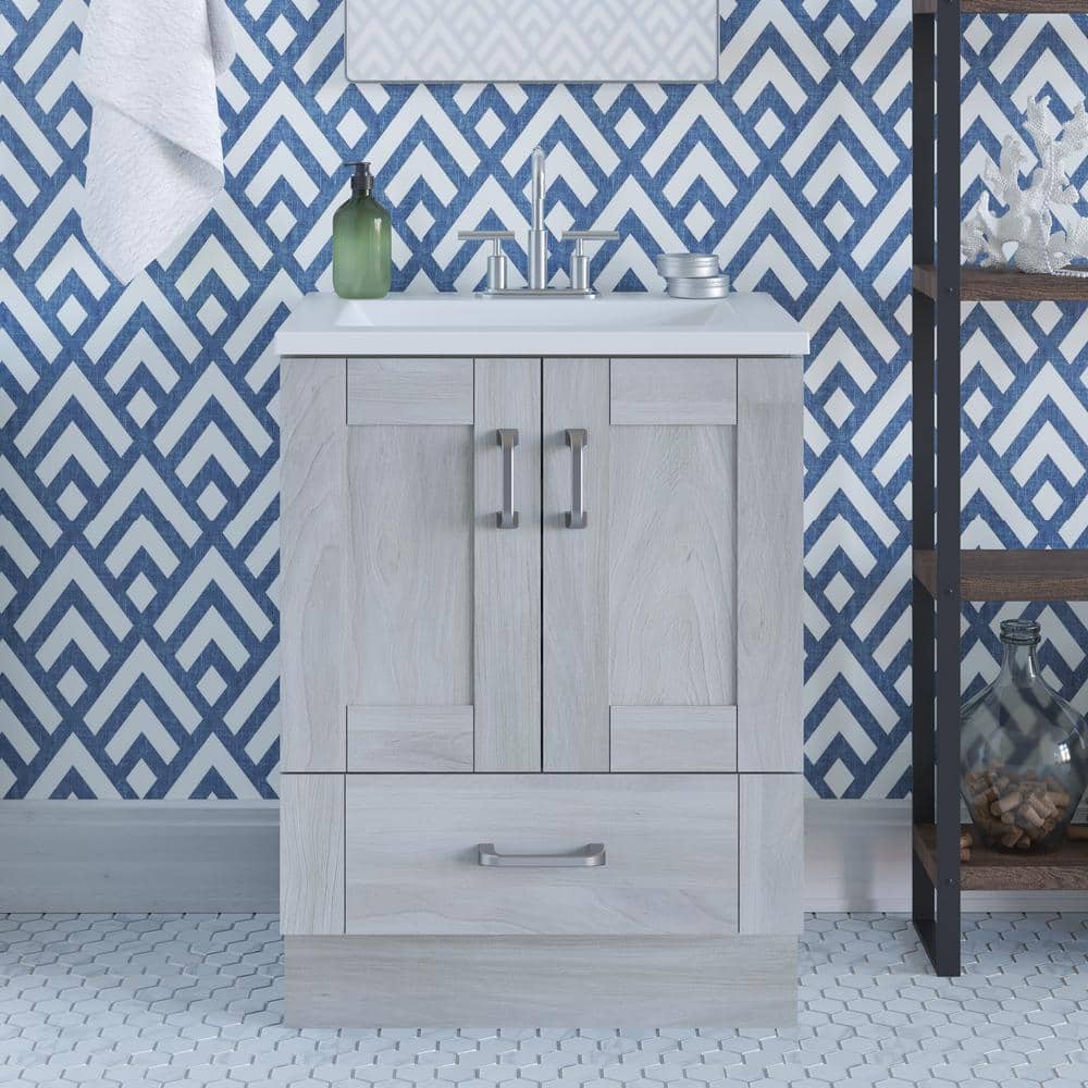 Erskine 25 in. Single Sink Elm Sky Bath Vanity with White Cultured Marble T