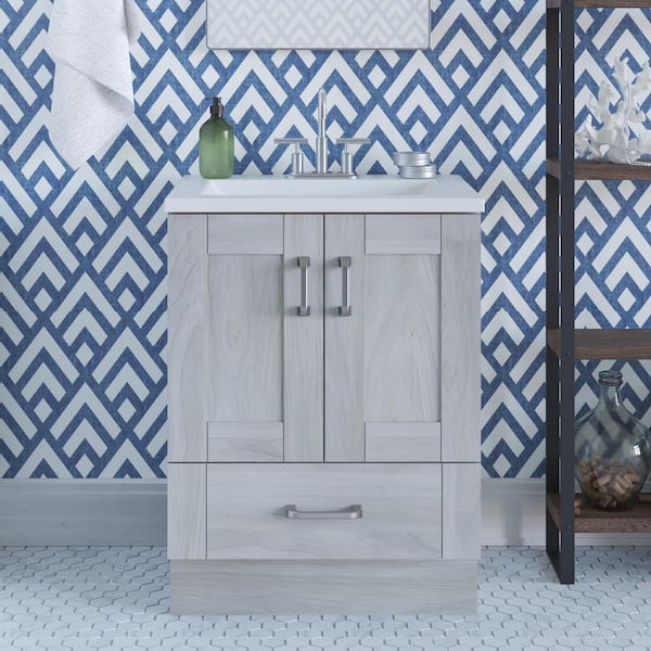Erskine 25 in. Single Sink Elm Sky Bath Vanity with White Cultured Marble Top (Assembled)