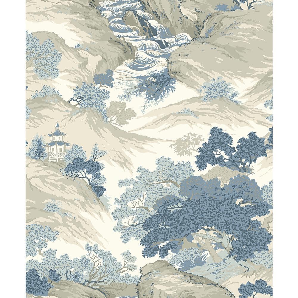 Crown Ordos Blue Eastern Toile Peelable Roll (Covers 56.4 sq. ft.) M1190 -  The Home Depot