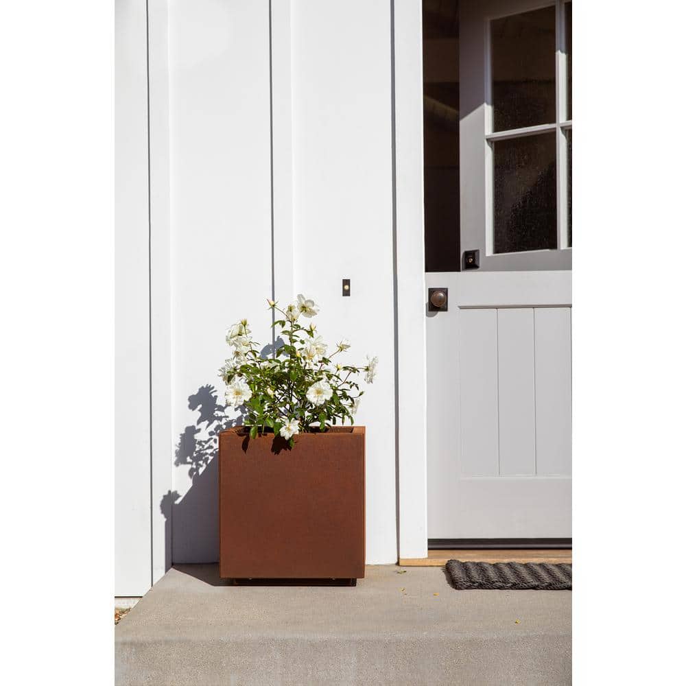 Small Rust Corten Steel Cube Planter for Indoor/Outdoor Use