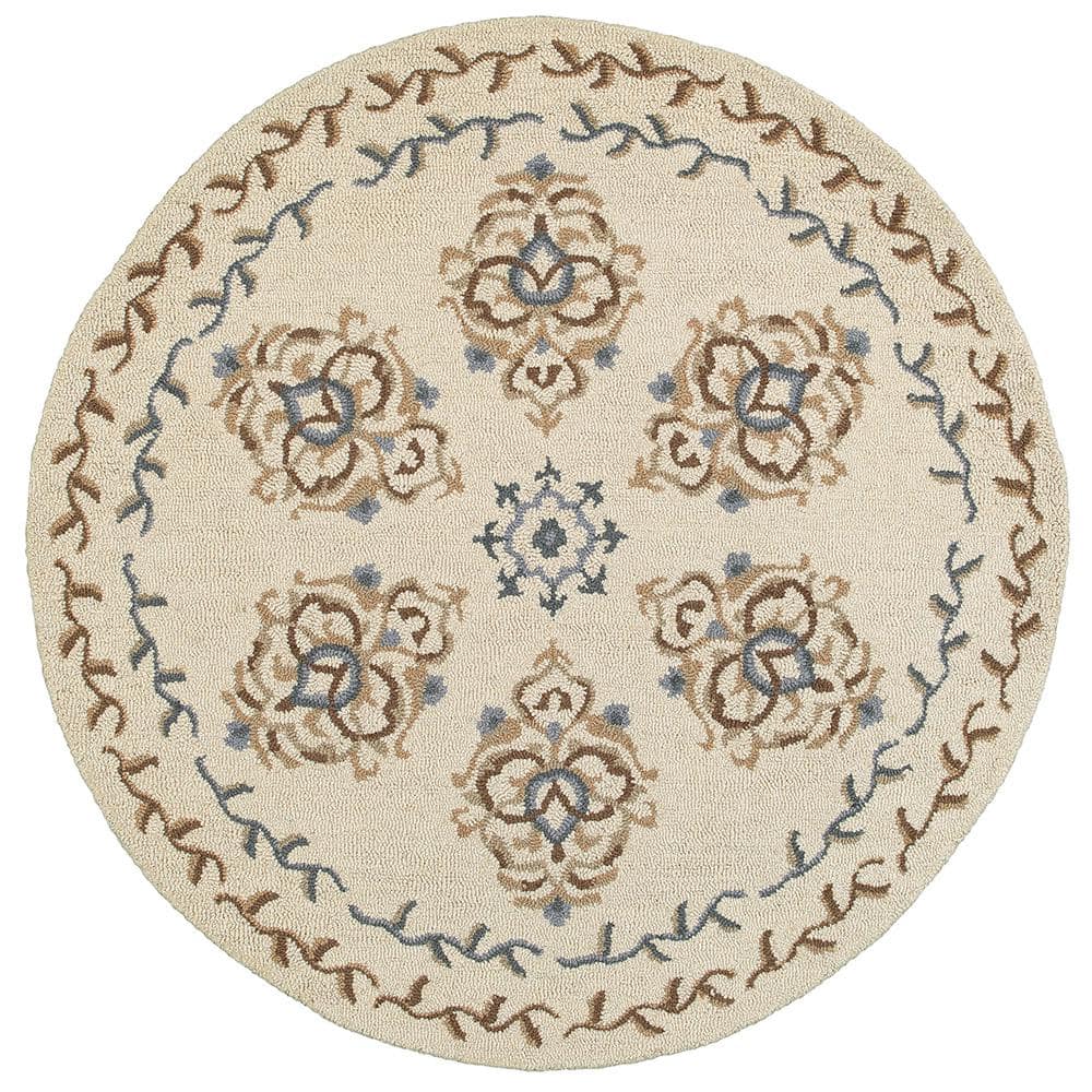 Dazzle Medallion Ivory 6 ft. x 6 ft. Indoor Round Area Rug