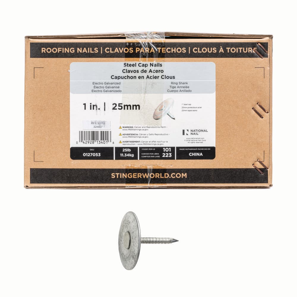 1 in. x 12-gauge Electrogalvanized Ring Shank Steel Cap Roofing Nail 25 lbs. Box price history on PriceWatchPro