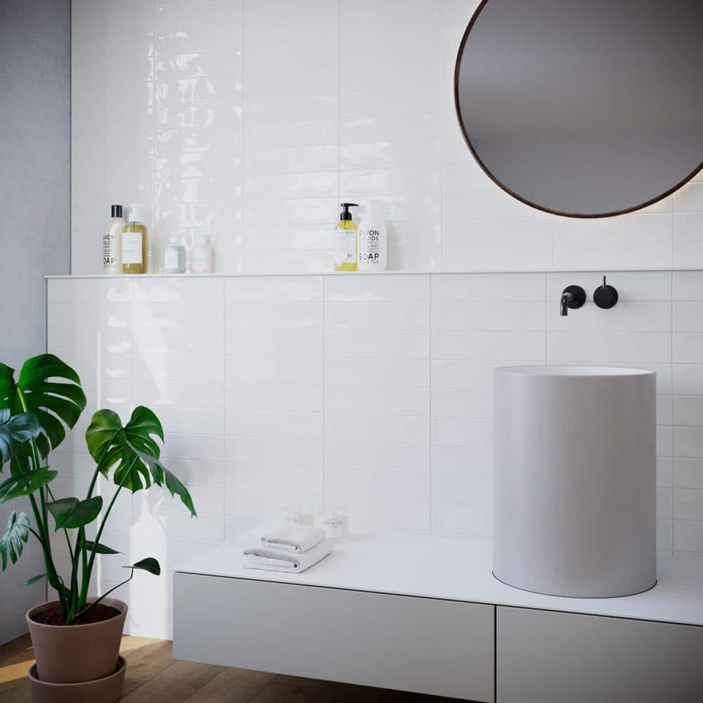 White Polished Ceramic Subway Wall Tile 3x12