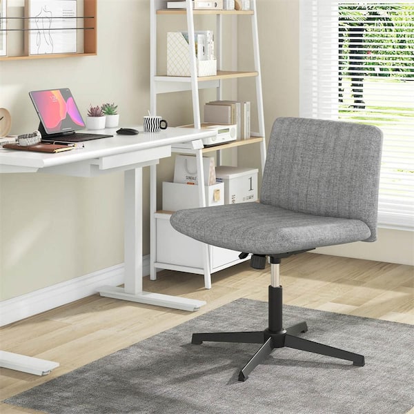 Costway Fabric Swivel Ergonomic Mid Back Criss Cross Legged Office Chair in Gray
