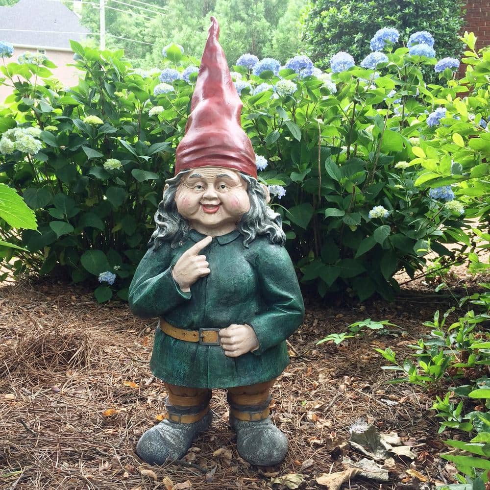 Large Old World Female Garden Gnome Statue in Red Hat