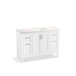 Hadron 49 in. W x 20 in. D x 36 in. H Single Sink Freestanding Bath Vanity in White with Quartz Top
