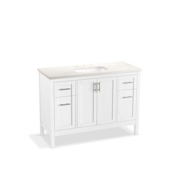 KOHLER Hadron 48.75in. Single Sink Freestanding White Bath Vanity with White Quartz Top Assembled