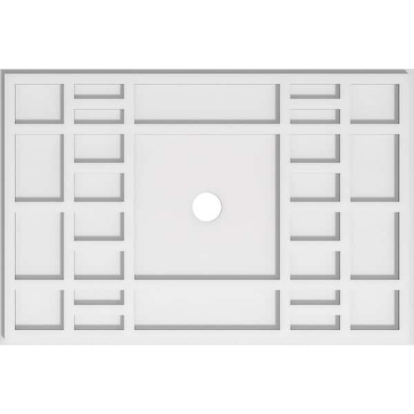 Ekena Millwork 28 in. W x 18-5/8 in. H x 2 in. ID x 1 in. P Beaux Architectural Grade PVC Contemporary Ceiling Medallion