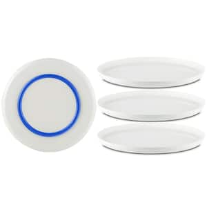 10 in. White Palm Non-slip Dinner Plate with Klein-Blue Base (Set of 4)