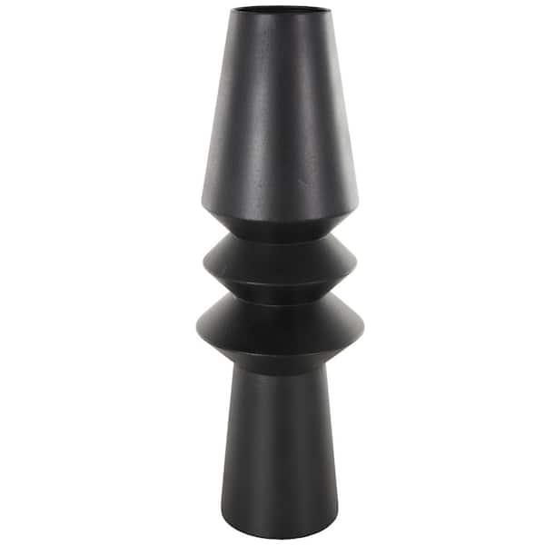 Litton Lane Black Art Deco Fluted Metal Decorative Vase