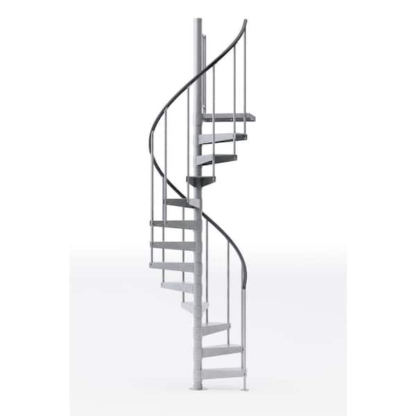 Mylen STAIRS Reroute Galvanized Exterior 42 in. Diameter Spiral Staircase Kit, Fits Height 85 in. to 95 in.,