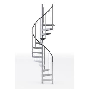 Reroute Galvanized Exterior 42in Diameter, Fits Height 93.5in - 104.5in, 1 42in Tall Platform Rail Spiral Staircase Kit