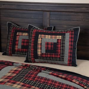 Cumberland Red Black Gray Rustic Quilted Cotton Standard Sham