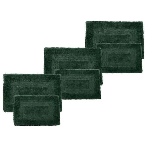 Lavish Home Green 6- Piece Cotton Bathroom Mat Set