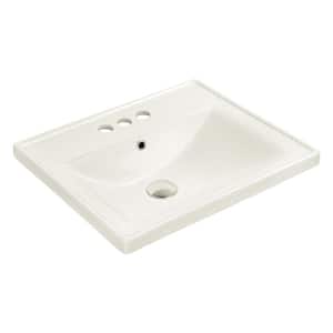 Malibu 19-7/8 in. Bathroom Sink in White Glazed Ceremic Rectangular Drop-In with Overflow and 4 in. Faucet Holes