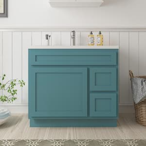 36 in. W x 21 in. D x 32.5 in. H 2-Right Drawers Bath Vanity Cabinet Only in Sea Green