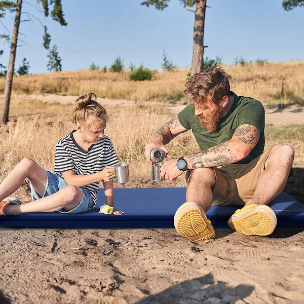 75 in. Portable & Lightweight Folding Foam Sleeping Cot for Camping Blue