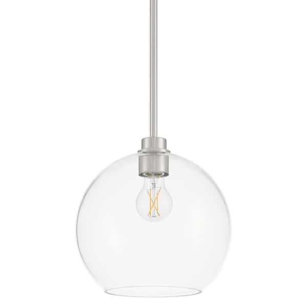 Hampton Bay Vista Heights 1-Light Polished Chrome Pendant Light with Clear Glass Globe Shade