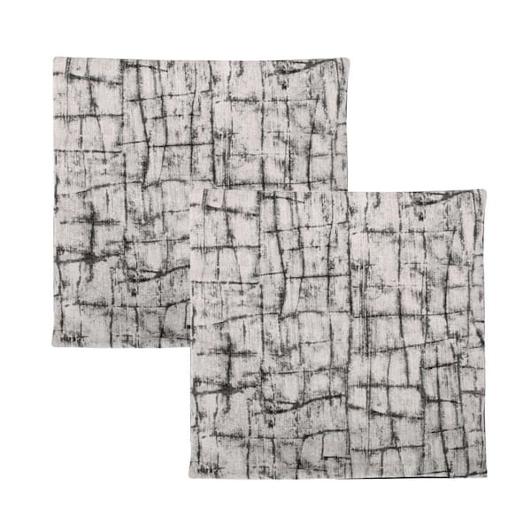 Noble House Fluhr Charcoal 18 in. x 18 in. Pillow Cover (Set of 2)