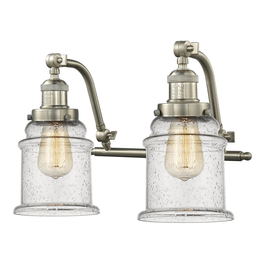 Canton 18 in. 2-Light Brushed Satin Nickel Vanity Light with Glass Shade price history on PriceWatchPro