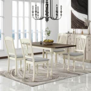 Mid-Century 5-Piece Extendable Dining Table Set Kitchen Table Set with MDF Top, 15 in. Butterfly Leaf and 4-Chairs