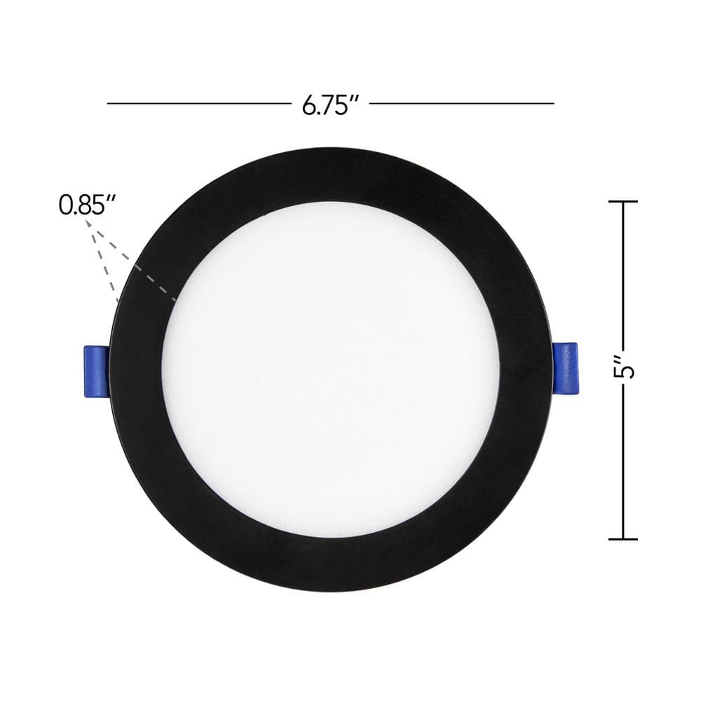 Black 6-Inch Ultra-Thin Aluminum LED Recessed Downlight