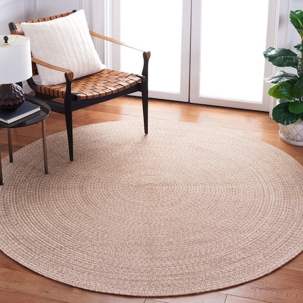 Braided Natural 7 ft. x 7 ft. Machine Washable Concentric Woven Round Area Rug