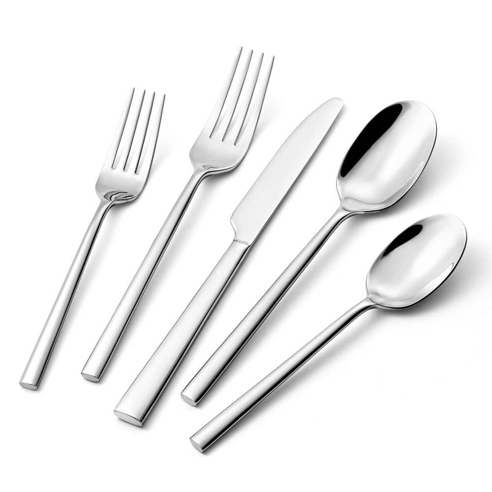 Wudkey 40-Piece Silver Forged Silverware Set, 18/0 Stainless Steel