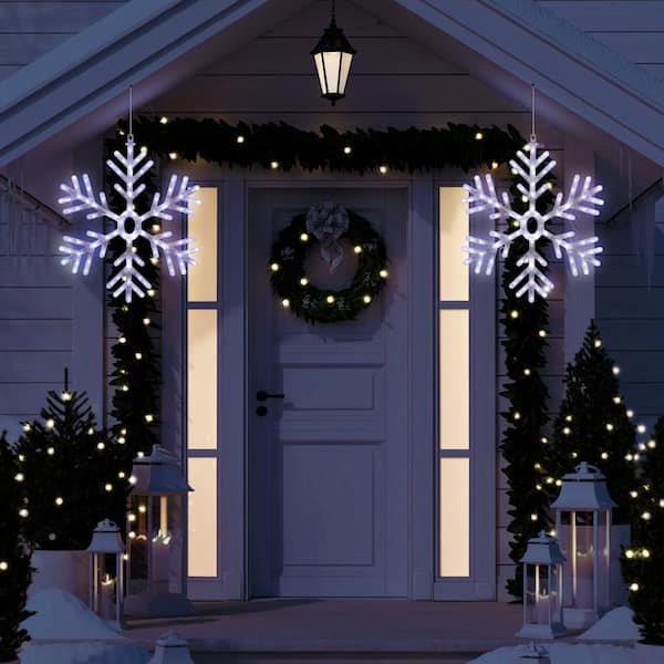 hanging solar snowflake lights