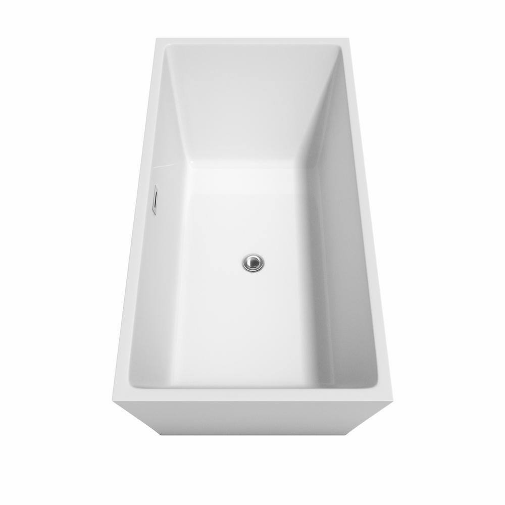 Sara 63" White Acrylic Freestanding Soaking Tub with Chrome Faucet