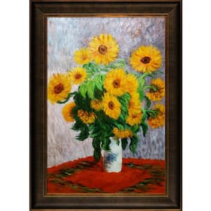 Sunflowers by Claude Monet Veine D'Or Bronze Scoop Framed Abstract Oil Painting Art Print 30.5 in. x 42.5 in.