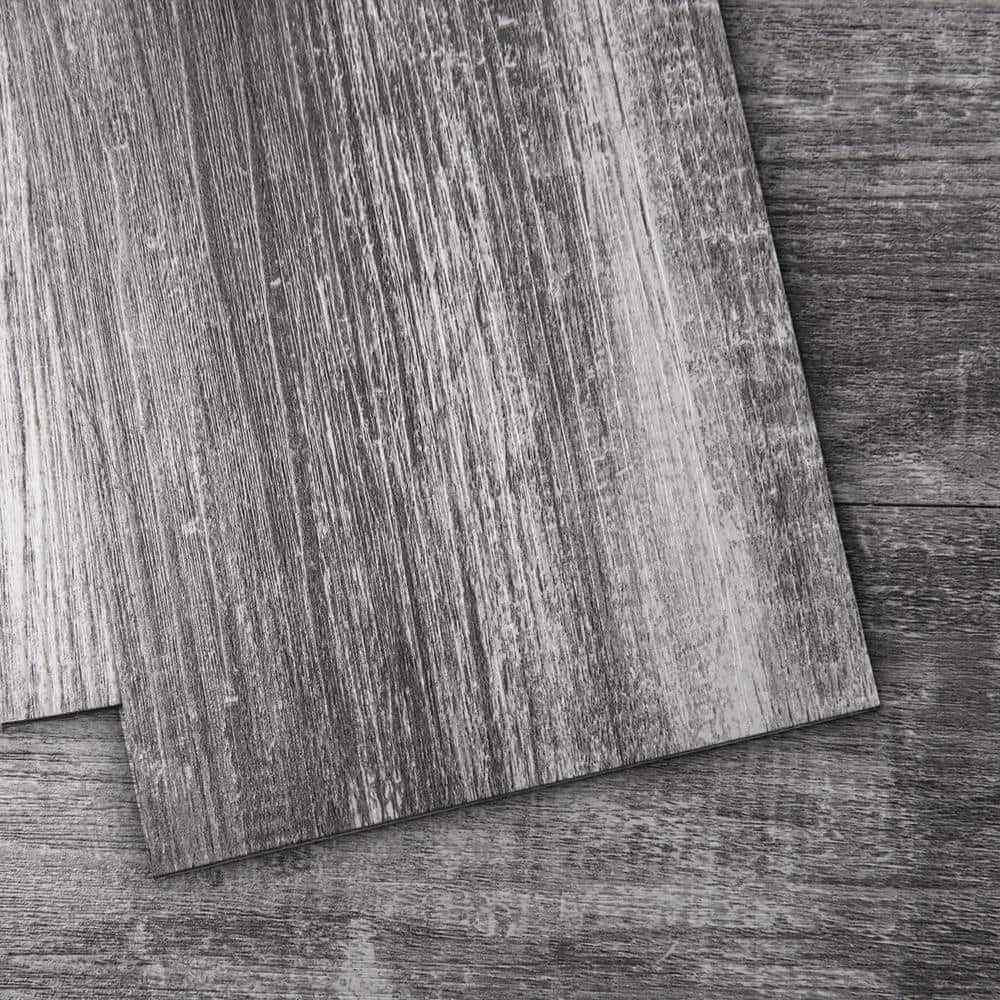 Grayish Black 1.27mm x 36 in. L x 6 in. Water Resistant Wood Look Peel and Stick Vinyl Flooring Tiles( 54 sq.ft./case) price history on PriceWatchPro