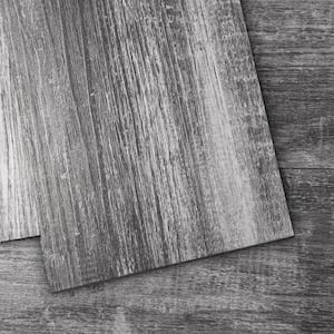 Grayish Black 1.27mm x 36 in. L x 6 in. Water Resistant Wood Look Peel and Stick Vinyl Flooring Tiles( 54 sq.ft./case)
