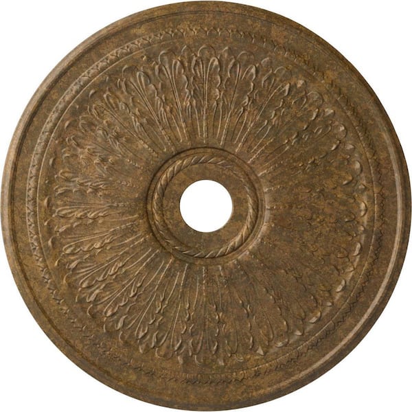 Ekena Millwork 1 in. x 29-1/8 in. x 29-1/8 in. Polyurethane Oakleaf Ceiling Medallion, Rubbed Bronze