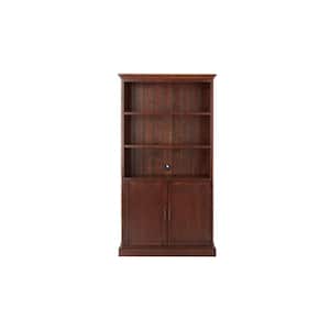 72 in. Smokey Brown Wood 3-shelf Standard Bookcase with Adjustable Shelves