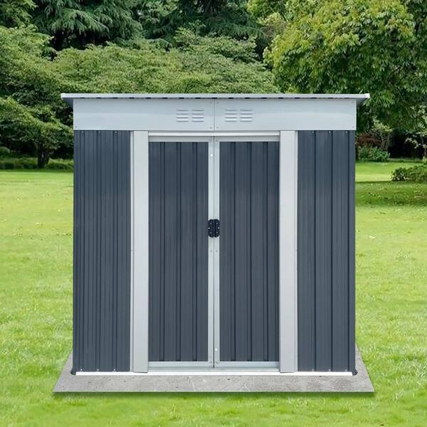 JimsMaison 6 ft. W x 4 ft. D Gray Metal Outdoor Storage Shed with