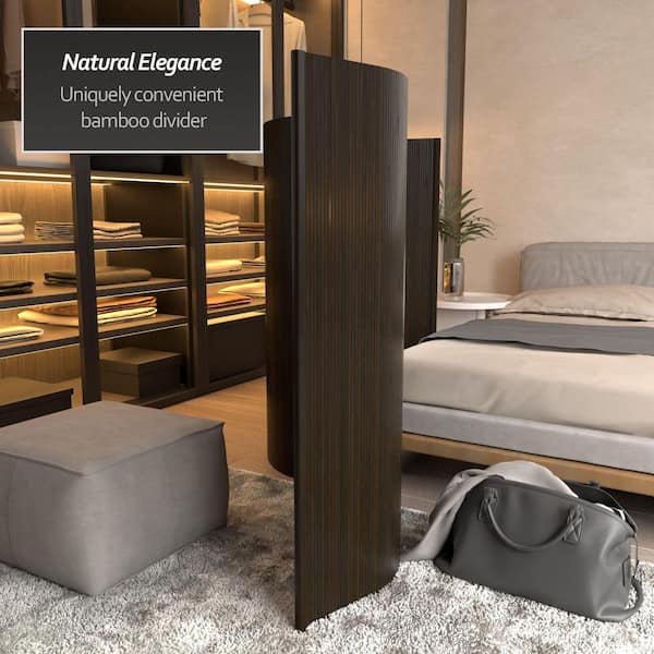 RED LANTERN Bamboo Wave 48 in. Dark Mocha 1-Panel Room Divider BF