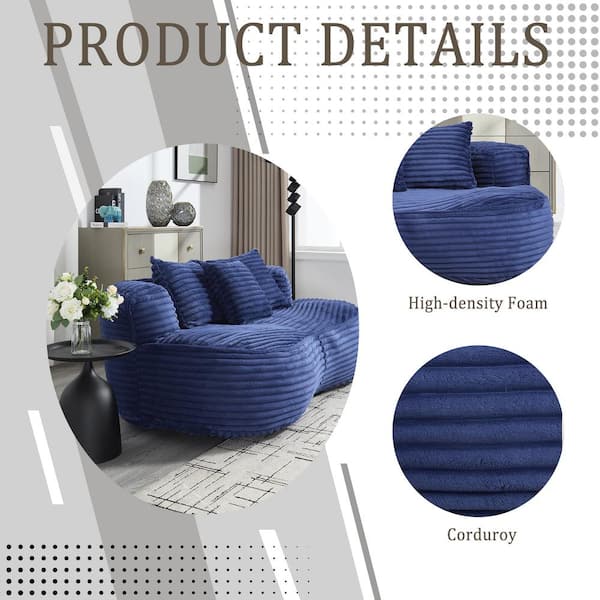 AYHB♡F HOMEFUN 64 in. Armless Corduroy Curved Upholstered Oversized